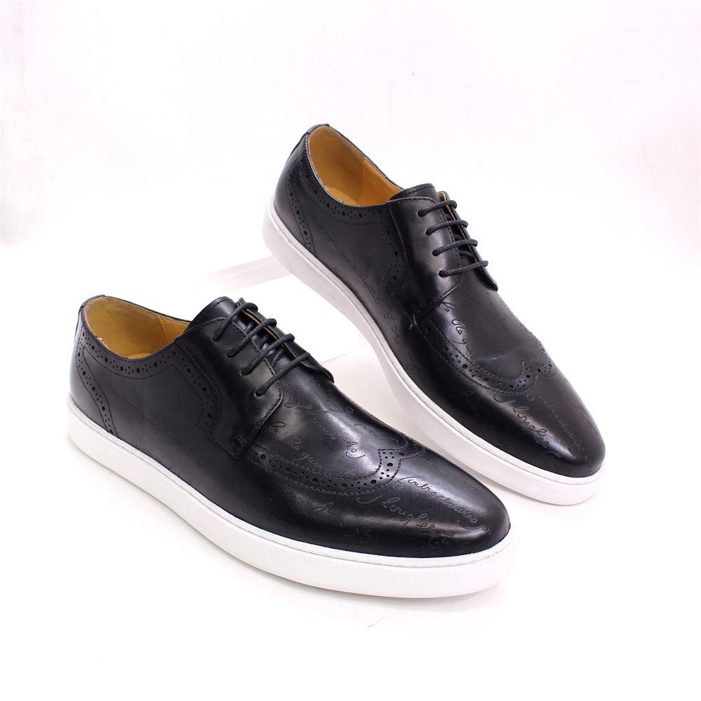 Fashion Men's High-grade Casual Leather Shoes Classic British Style Handmade Men's Shoes Brown Fashion Comfortable Flat Shoes A21