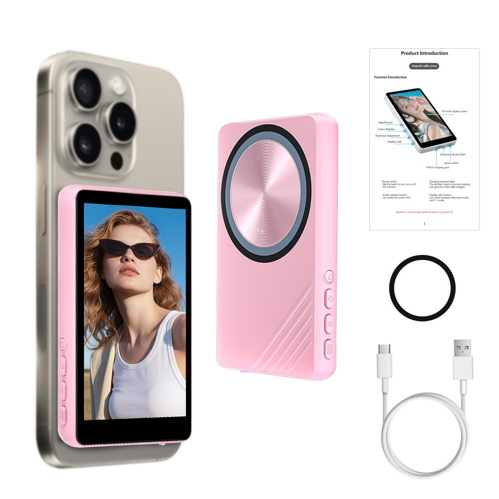 Magnetic Phone Selfie Monitor Screen 4KBT Remote Back Camera Monitor Suitable for Selfie Vlog and TikTok Snaplylens for IPhones