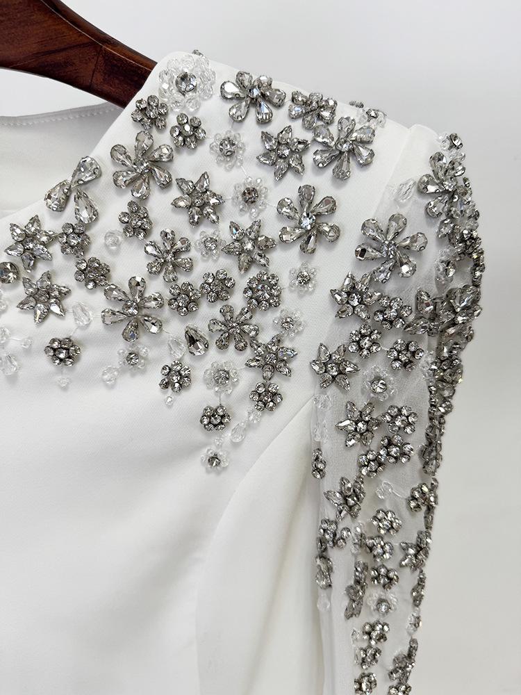 European & American Fashion Rhinestone Long Dress 2025 - Beaded Evening Gown