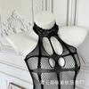 Neck-hanging Sex Net Clothes Women's Sexy Perspective Backless Onesie Free-to-take Open-file Neck-hanging One-piece Net Socks