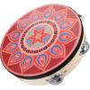 8 Inch Wooden Tambourine - Hand Held Musical Instrument with Stainless Steel Jingles, Multi-Color Design for Dance, Performance, Wedding, and Parties