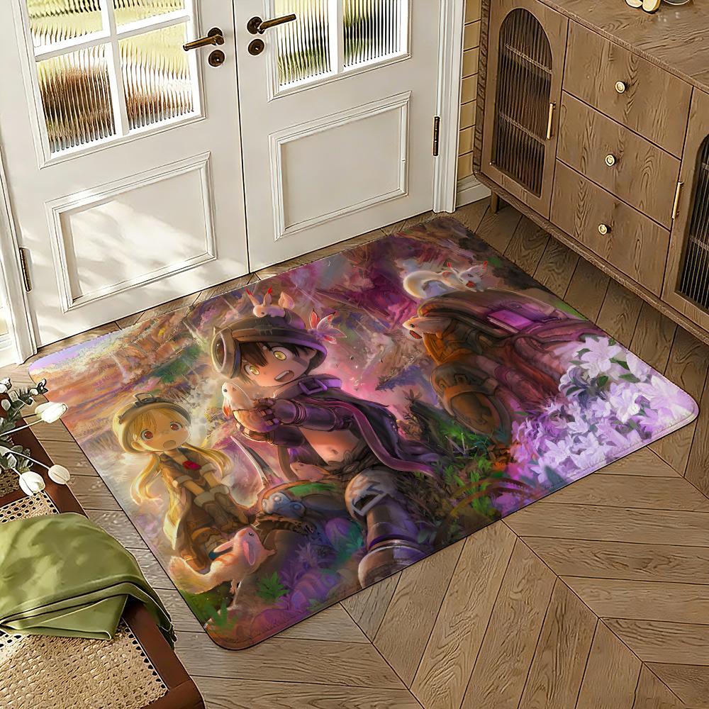 Made in abyss Floor Mat Soft Thickened Absorbent Non-Slip Bedroom Living Room Door Mat Home Decor Flannel Rugs