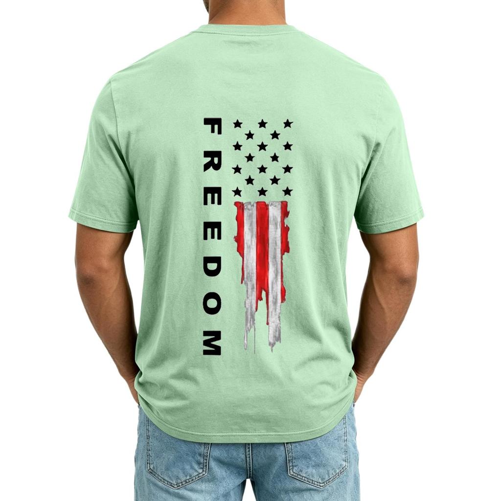 Men's V Neck Short Sleeve Casual Shirt with USA Print Pocket Design Lightweight Summer Top Comfortable Fit