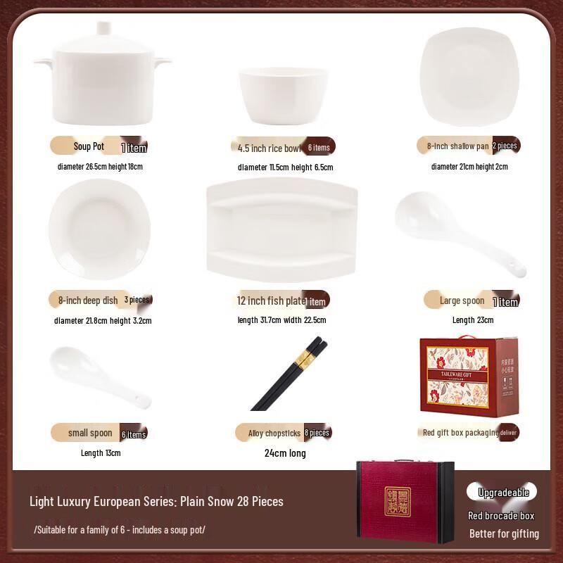 Mod Lanka 28-Piece Underglaze Ceramic Dinnerware Set