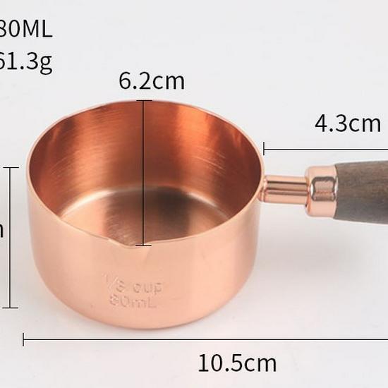In-Stock Rose Gold & Walnut Wood Handle Measuring Spoons and Cups Set