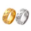 18K Gold-Plated Stainless Steel Ring with Inlaid Zirconia for Women