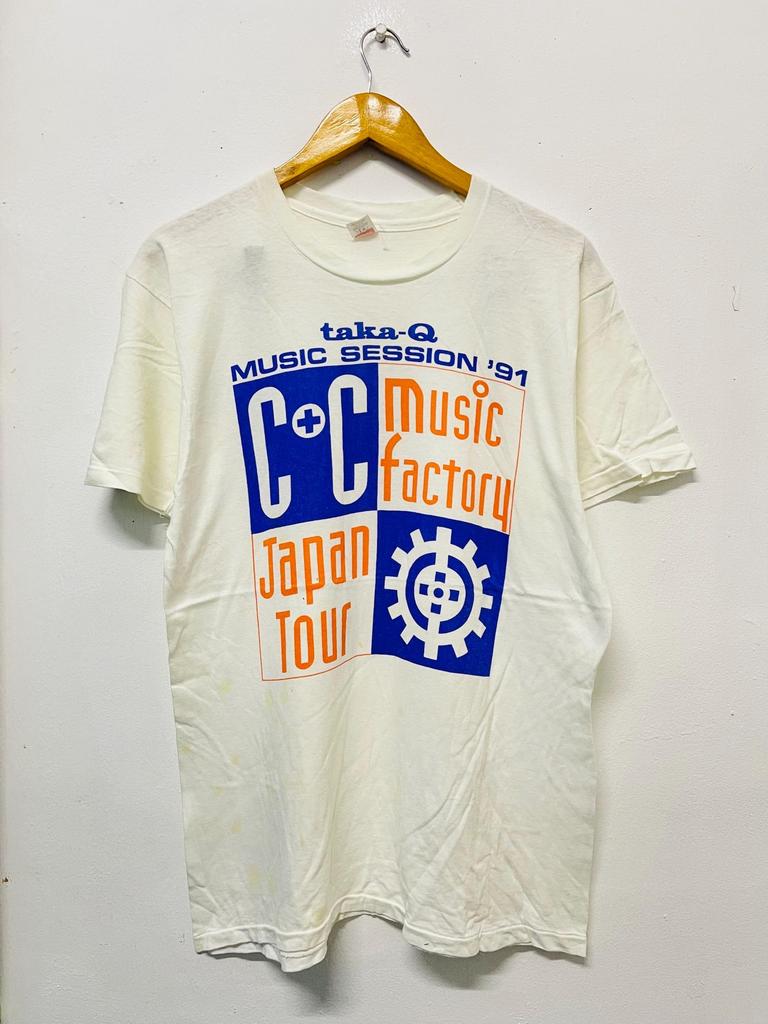 Vintage 90s C + C Music Factory : Taka-Q Japan Tour 1991 T-Shirt / American EuroDance / Hip House / Techno / DJ / House Music / Trance Music