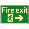 Scan Fire Exit Running Man Arrow Right - Photoluminescent 300 X 200mm