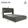 Hydraulisches Bett mit Stauraum - MUVOE - 160x200 cm - LED-Kopfteil - Weißes Leder - 2 Personen