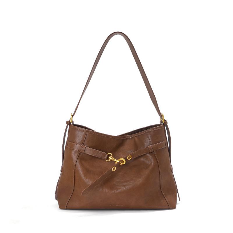 Genuine Cowhide Leather Tote Bag, Black, Crossbody Shoulder Bag for Women - Large Capacity, Simple Design for Work and Commute