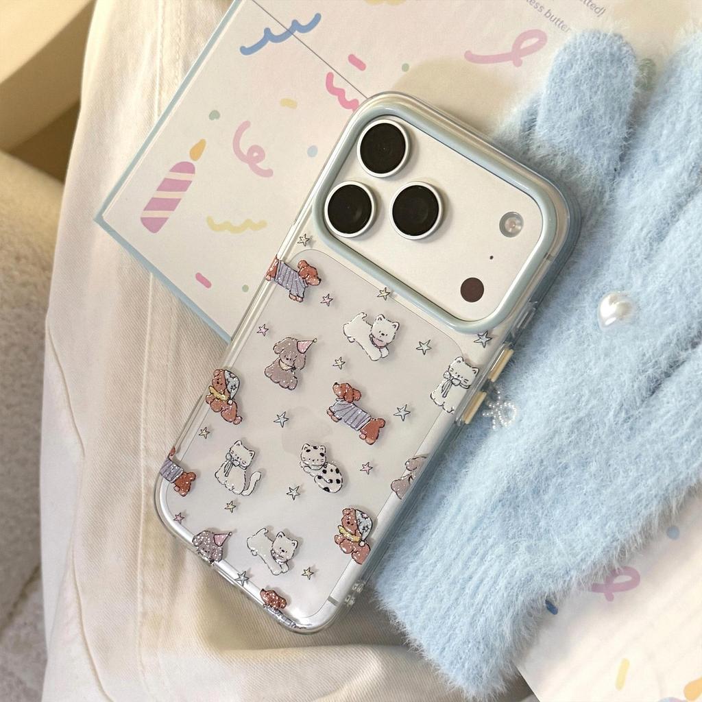 Cartoon Glitter Puppy Phone Case for iPhone 16, iPhone 17, and iPhone 17 Pro Max
