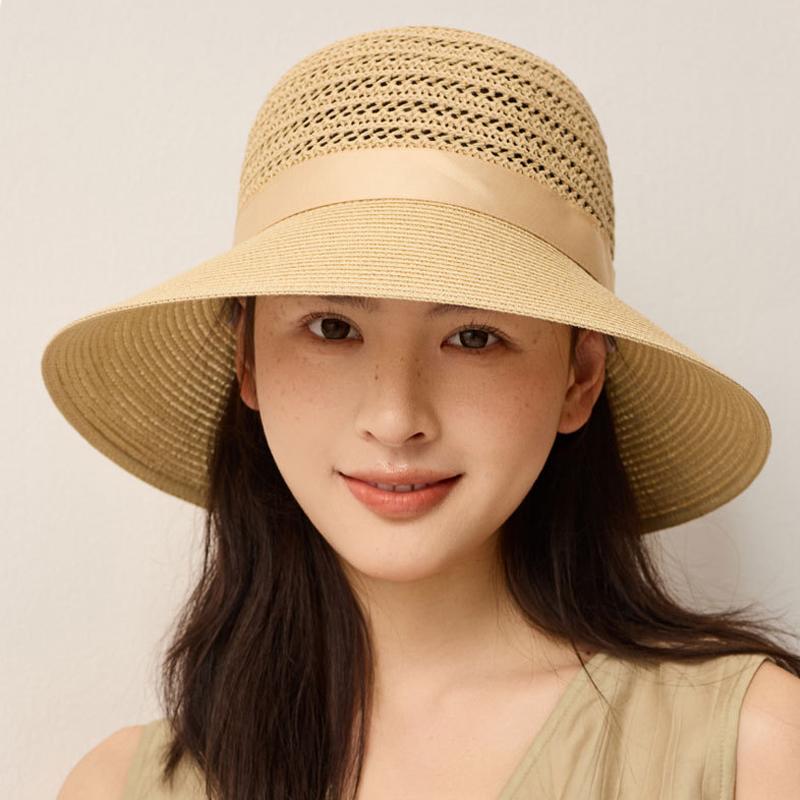 Summer Straw Sun Hat Women's Bow Outdoor Seaside Vacation Sunscreen Hat