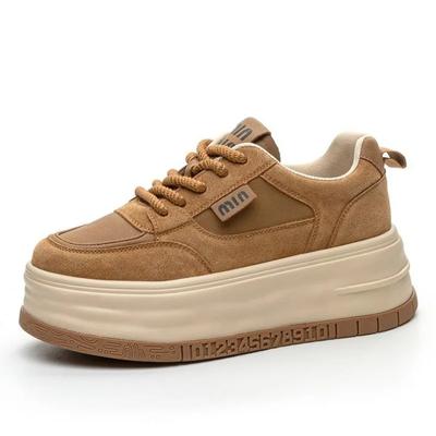 Fashion High Quality 7CM Cloth Suede Genuine Leather Fashion Women Autumn Chunky Sneaker Platform Wedge Women Vulcanize New Spring Shoes