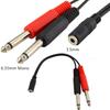 3.5mm Female Jack to 2x6.35mm Male Adapter Cable 3.5 to 6.35 mm TRS Mono Male Audio Aux Socket Converter Cord Wire
