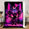Neon pink and purple fox-like figure with glowing patterns and flames. for all seasons blanket lunch break throw gift