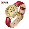 New Fashionable Casual Retro Style Inlaid Diamond Round Women's Quartz Watch Waterproof Retro Leather Watches