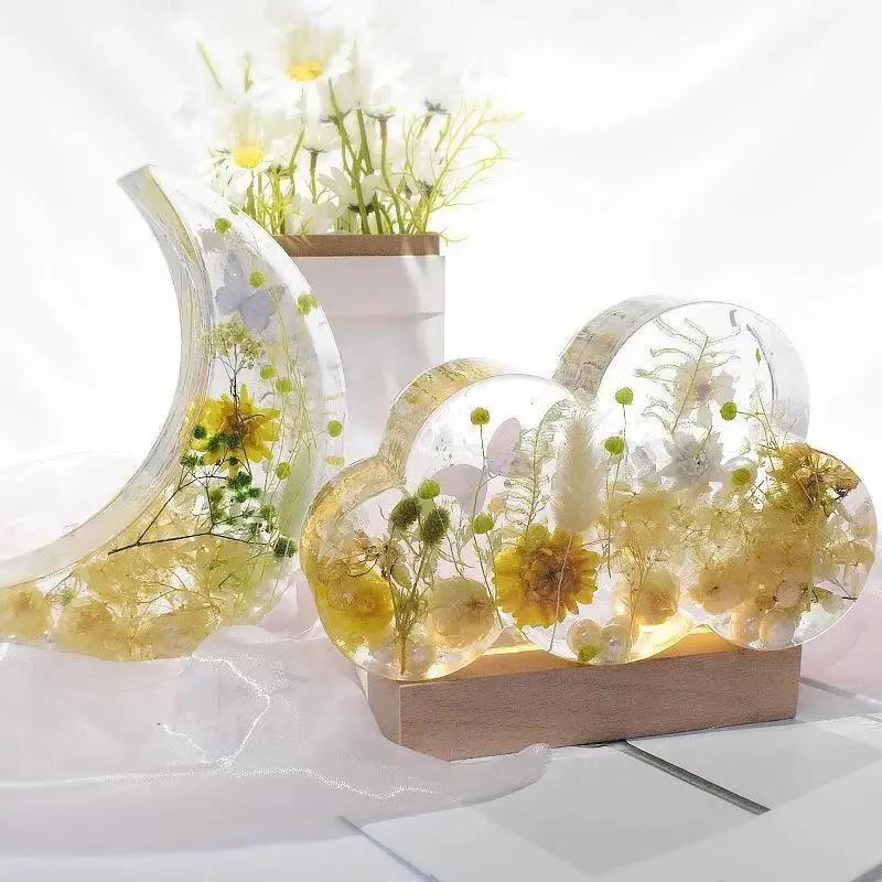 4 Style Large Bookend Resin Mold Moon Pentagram Cloud Christmas Tree Ornament Specimen Silicone Mold For Home Decor Gifts