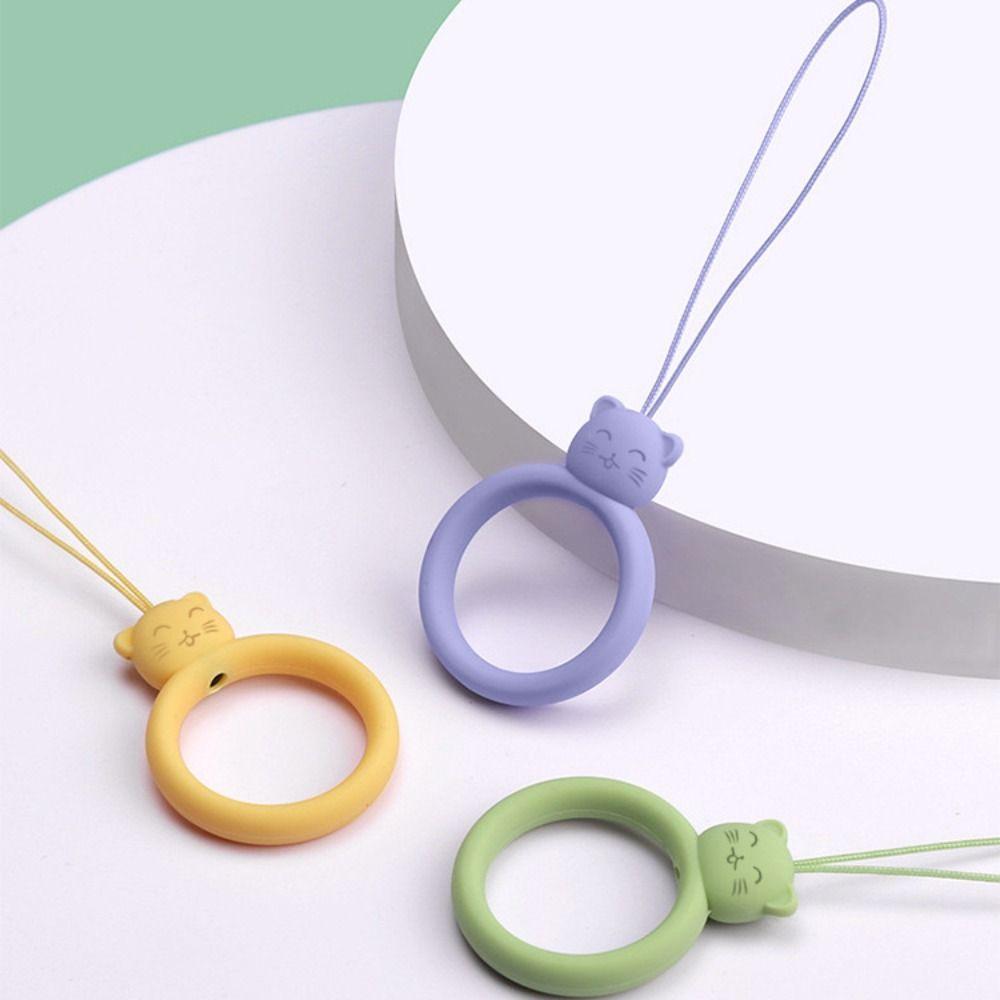 Silicone Mobile Phone Pendant Finger Ring Anti-lost Phone Short Lanyard  U Disk Hanging