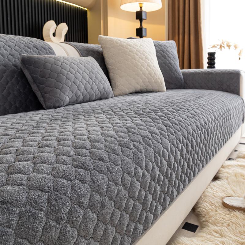 Thicken Plush Sofa Mat Nordic Solid Color Sofa Cover Corner Couch Slipcovers for Living Room Anti-slip Sofa Blanket Home