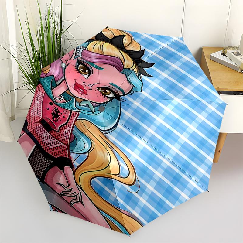 Monster High Inspired Automatic Opening Folding Umbrella with 8-Bone Frame - Perfect for Fans, Travelers, and Daily Use0104445a