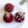 3Pcs Elegant Christmas Tree Baubles with Glitters and Pearls Festival Hanging Ornament Daily Use Home Accessory