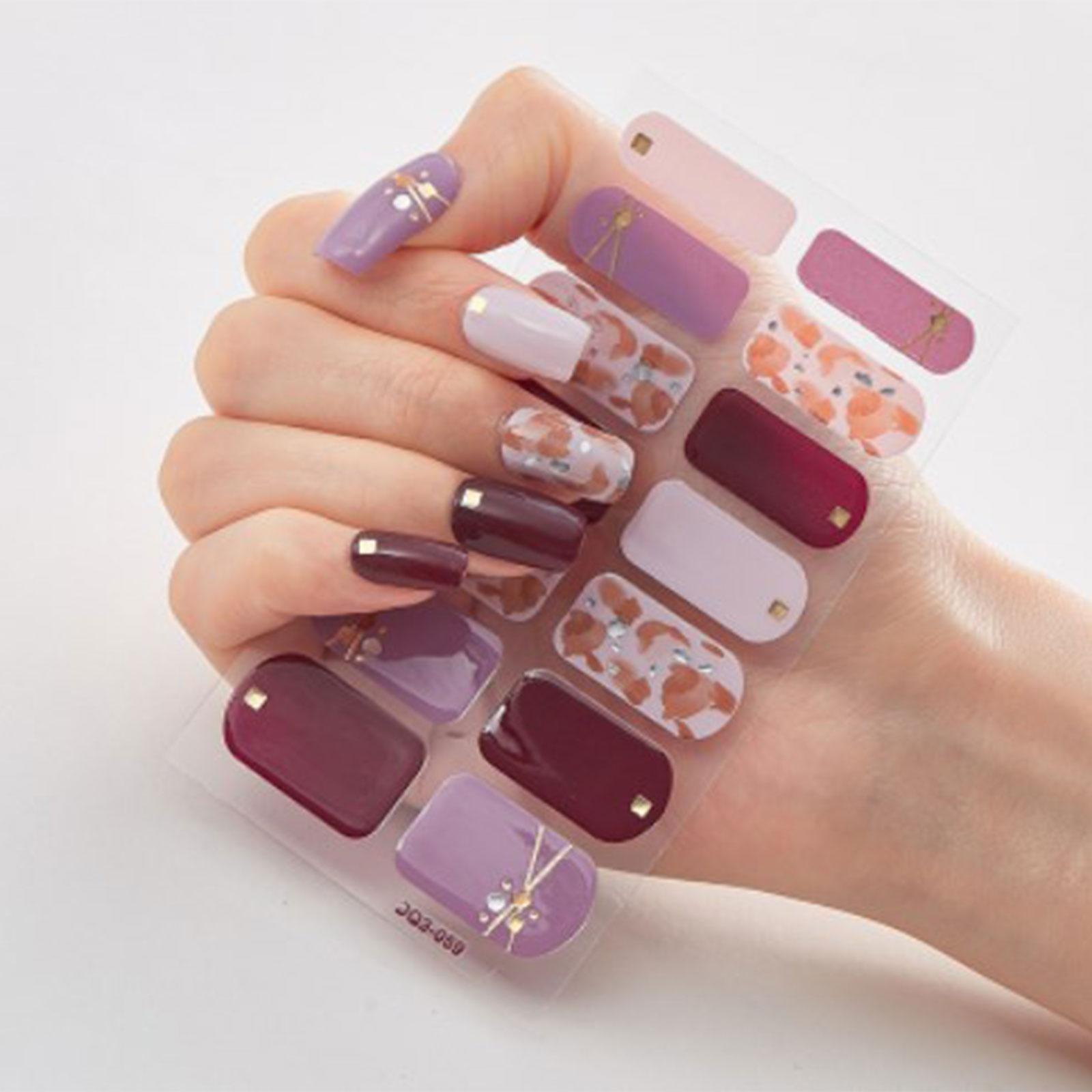 

14шт Градиент Полные наклейки для ногтей Полная обертка Nail Art Наклейки Самоклеящиеся ногти Искусство Наклейки Полосы для DIY Nail Art Decor