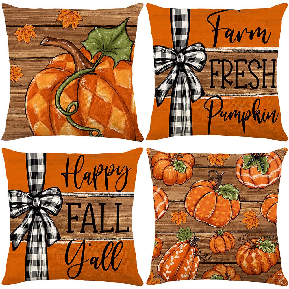 1pc Orenge Pumpkin Themed Cushion Cover Soft Cozy Cover Thanksgiving Day Pillowcase for Living Room Couch Decoration