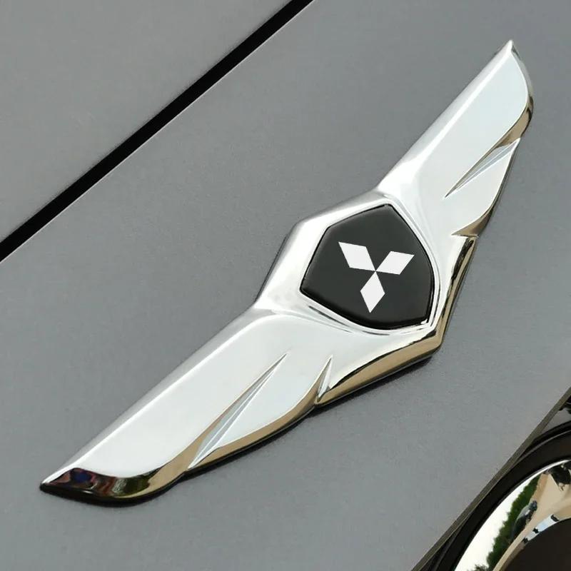 Car Front Hood Emblem Chromed Badge Sticker for Mitsubishi Lancer ASX L200 Pajero Outlander Eclipse Mirage Exterior Accessories