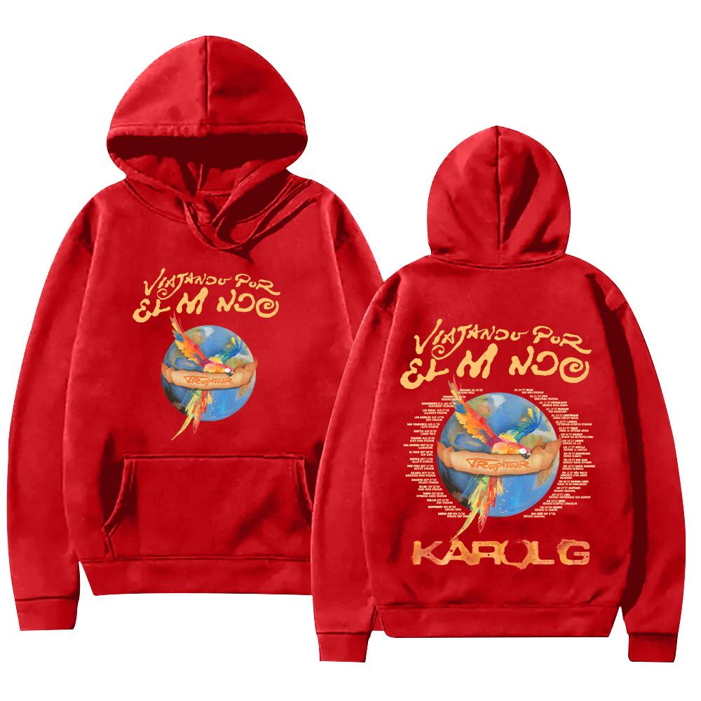 Karol G Viajando Por El Mundo Tropitour Hoodies Long Sleeve High Street Sweatshirts Unisex New Pattern Pullovers
