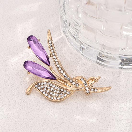 Metal Brooch Pin Ear of Wheat with Rhinestone, Faux Purple Crystal Suit Lapel Pin, Dainty Jewelry for Coats Sweaters Scarves Decorative
