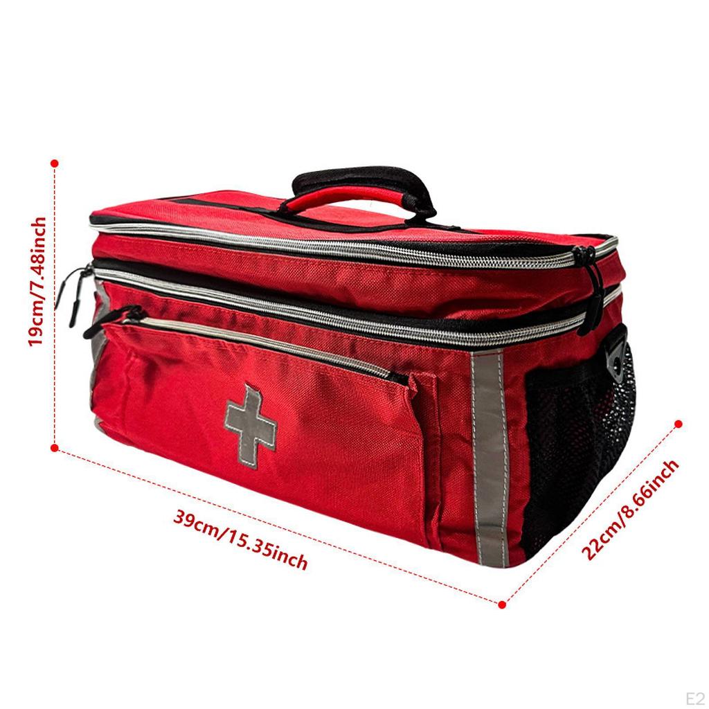 Empty First Aid Bag Emergency Set Organizer Detachable Strap Zipper Close Supplies Pouch