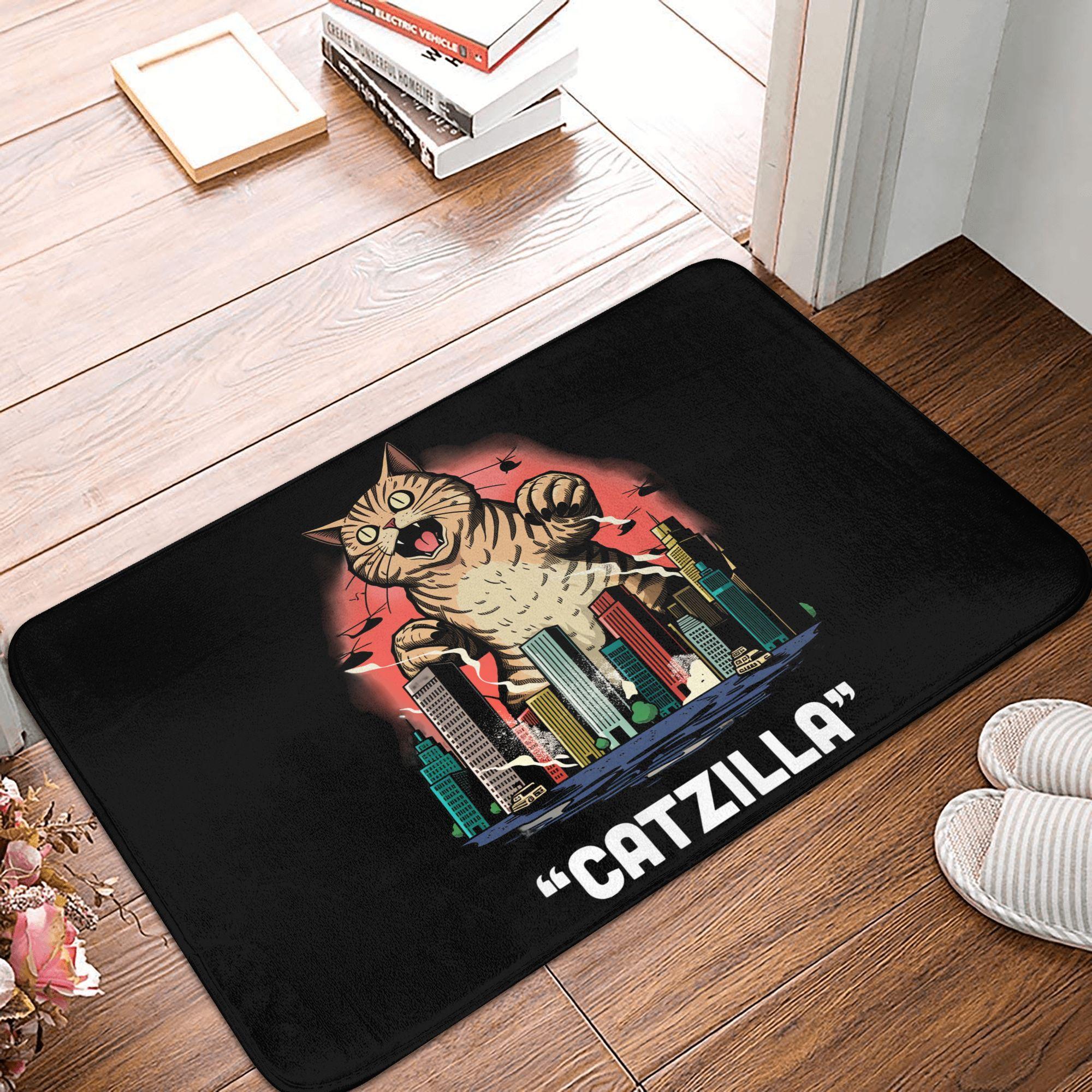 

Funny Catzilla Japanese Cat Doormat Anti-Slip Kitchen Bathroom Mat Bedroom Balcony Floor Door Entrance Carpet Rug 40cmx60cm