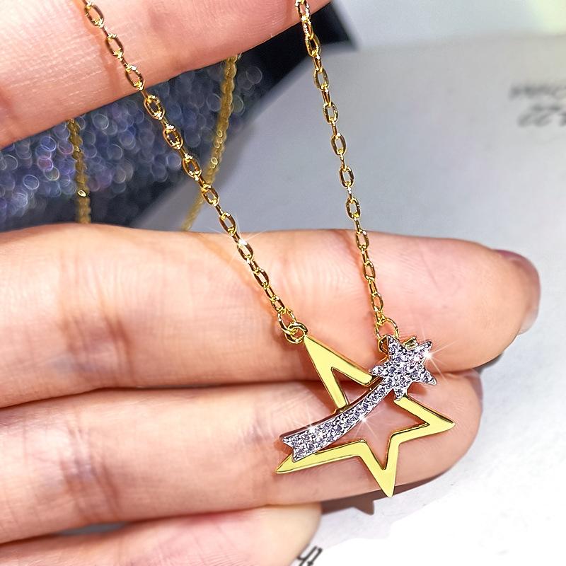 

E Necklace Cute Necklace Pendant Necklace Collarbone Chain Star Ac Sea Eckl Pentagram White Copper No
