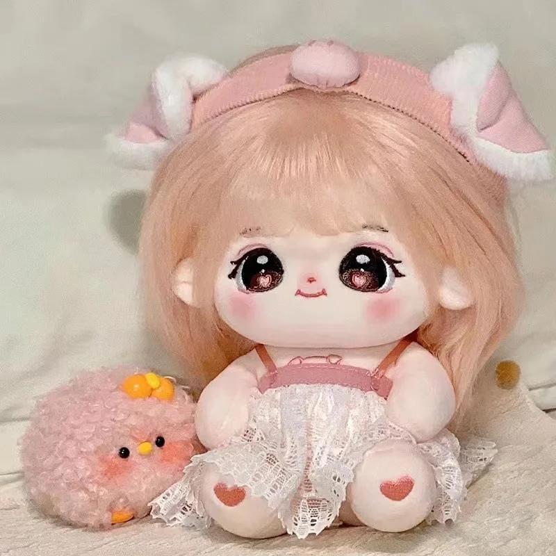 Nieuwe 20cm Herbruikbare BJD Pluche Pop Zacht Katoen Pruik Roze Groen Zwart Geel Grijs Paars Kleurverloop Pruik Alleen Pruiken Kawaii Speelgoed Have a skeleton