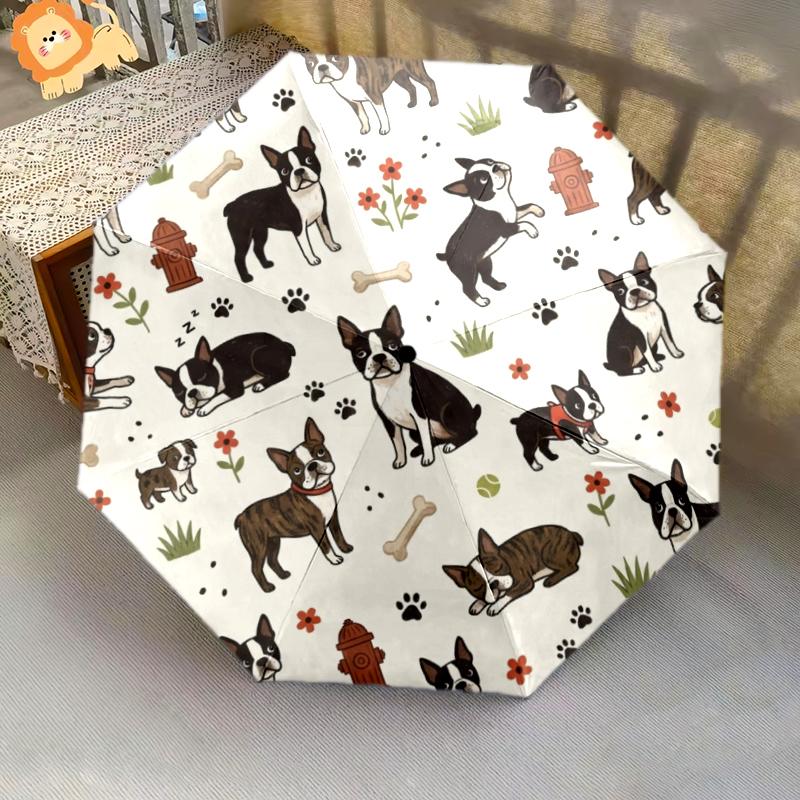 1 PC Automatic Folding Umbrella - Cute Dog Pattern, Portable & Foldable Design with 8 Ribs, Christmas Birthday Gifts