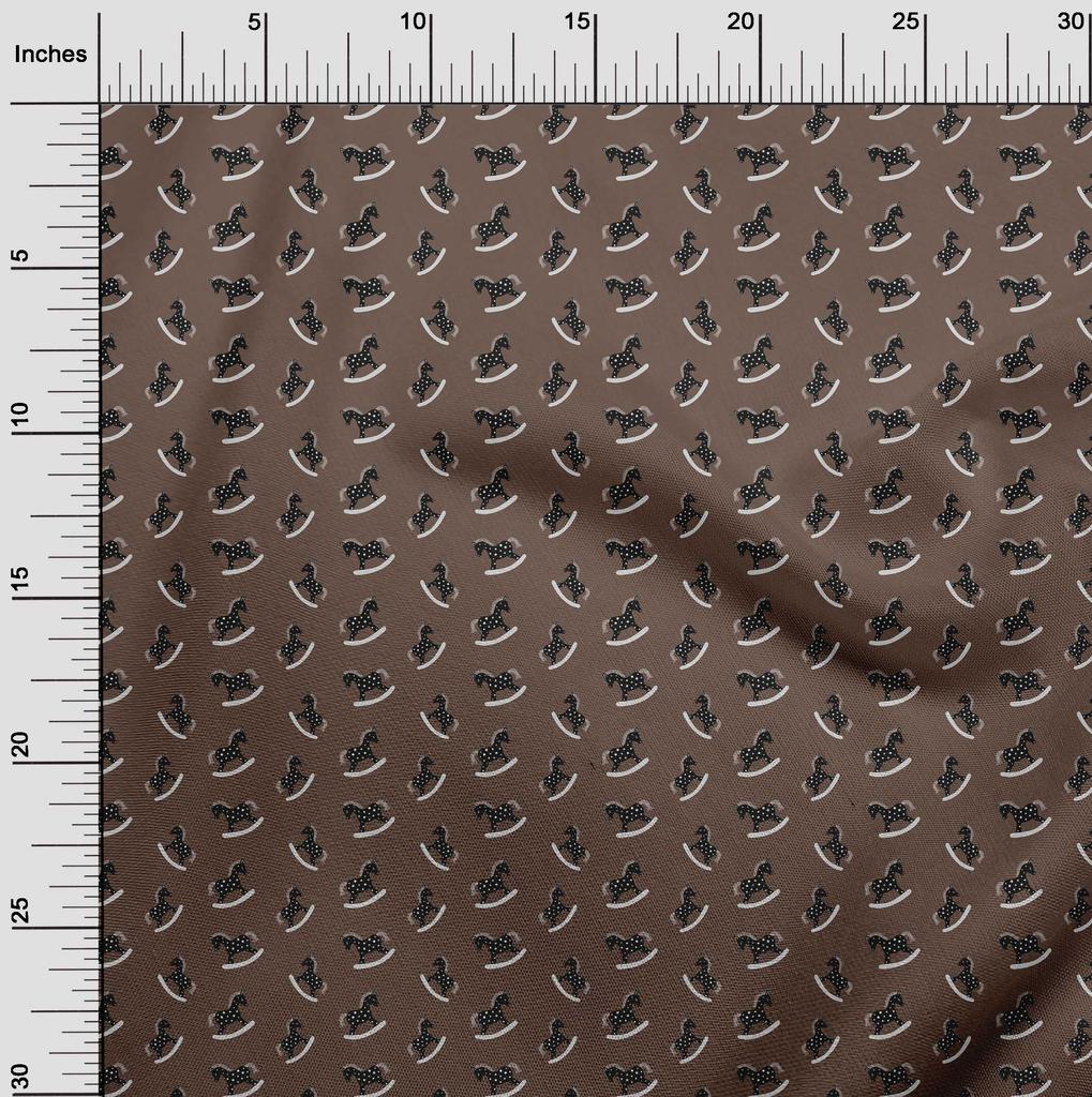 oneOone Cotton Flex Brown Fabric Kids Toy House Diy Clothing Quilting Fabric Print Fabric By Yard 40 Inch