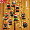 8/16/24Pcs Christmas Wooden Bicycle Santa Claus 2D Flat Wooden Pendant Christmas Tree Decorations Perfect Holiday Gift Decor