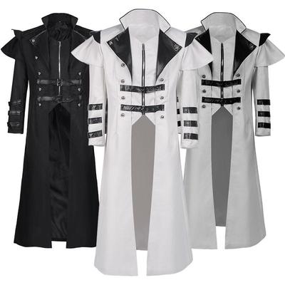Halloween Medieval Vampire Zipper Trench Coat Costume for Stage Performances