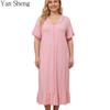 Plus Size Women Short Sleeve Nightgown Loose Long Pajama Dress Spring Summer Casual Comfort Home Loungewear