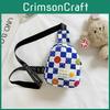 Face Smiling Chessboard Children Diagonal Shoulder Bag Casual Outdoor Storagebag