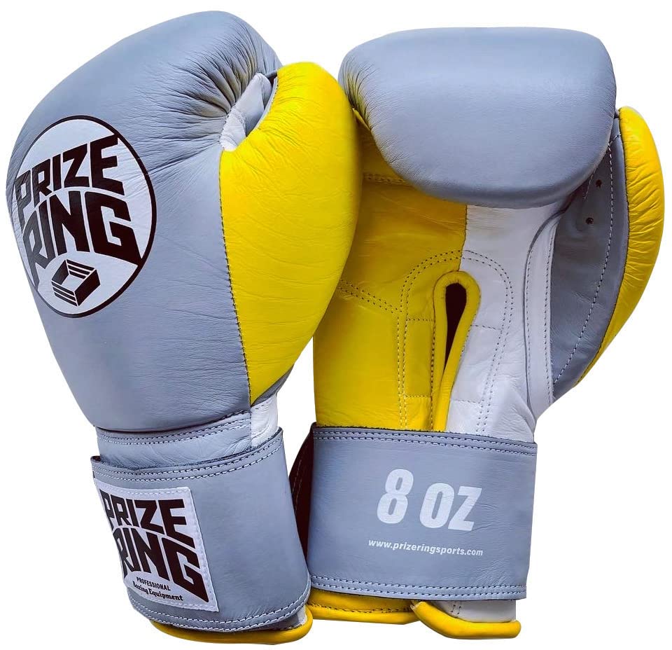 

Перчатки боксерские PRIZE RING 8 унций «Professional SS» серые/желтые серый