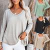 New Women's Waffle Knit Batwing Long Sleeve Top, Casual Loose Fashion Blouse for Women, European American Style