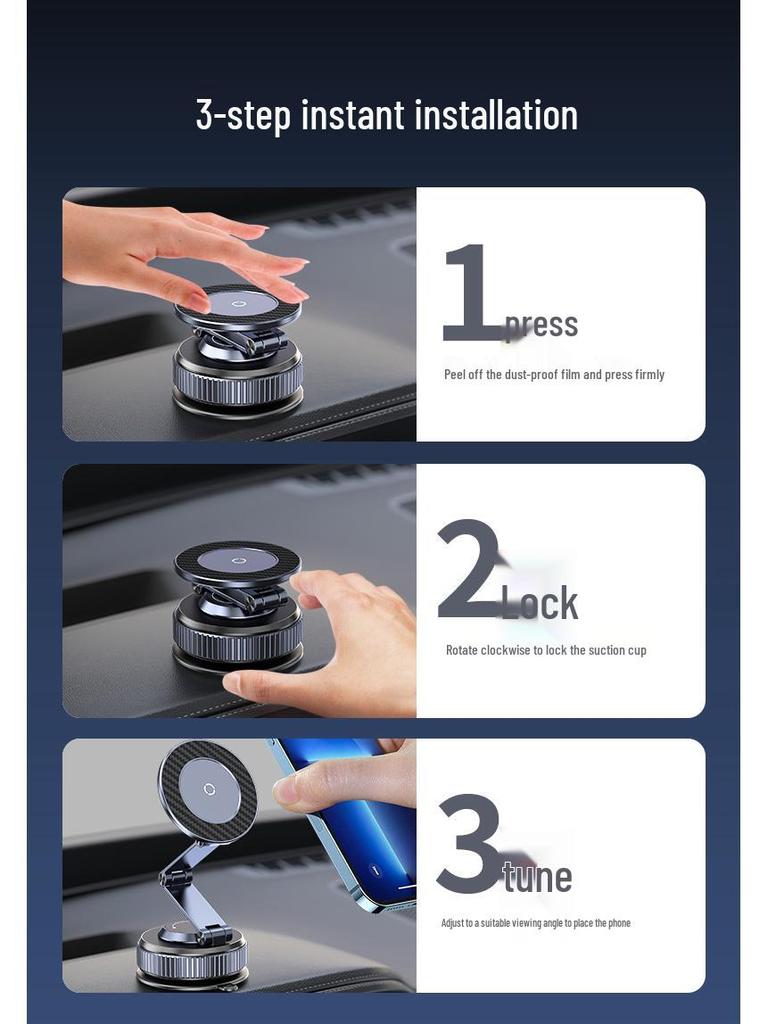 Magnetic Car Phone Holder with Suction Cup for Navigation