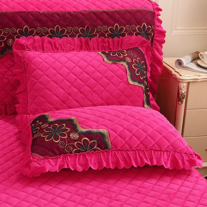 

2 шт., кружевная бархатная наволочка, чехол для кровати, прямоугольный декор, мягкая стеганая подушка, роскошная европейская зимняя теплая подушка 2PC 48*74CM