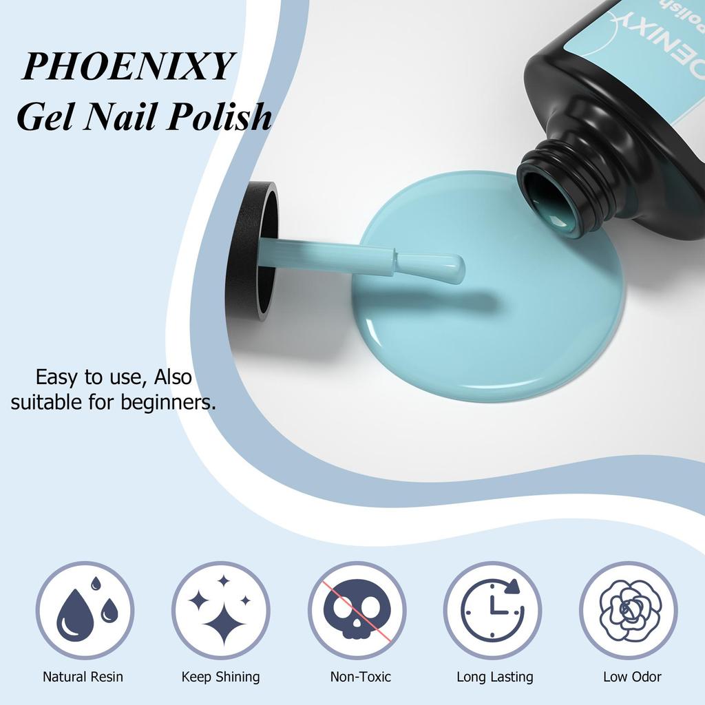 PHOENIXY Gel Nail Polish Set 8PCS Colorful Hybrid Gel Polish Kit for Manicure Soak Off Need Base and Top LED Lamp Nail Art