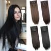 Synthetic 6pcs/set Long Straight Clip-in Hair Extension Invisible Seamless Extension Black Brown Hairpiece for Women 2028