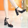 Square Heels Pink High Footwear Black Sandals for Women Ladies Shoes Summer 2025 White Office Work Heeled Pumps Shoe On Offer H
