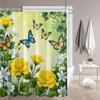 Elegant Butterflies and Yellow Flowers Waterproof Shower Curtain – Perfect for Adding a Vibrant and Natural Touch