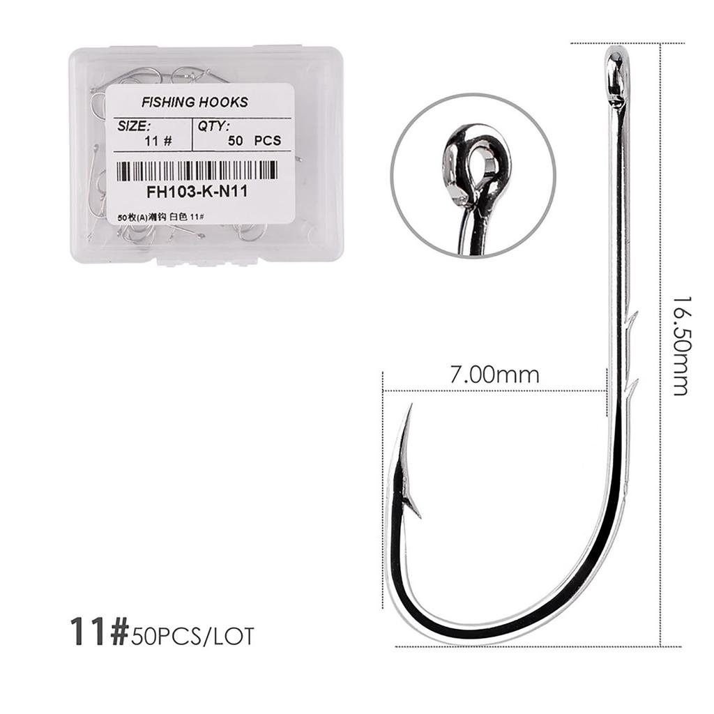 50 st långskaft fiskekrok rakt handtag högt kolstål skarpt hullingförsett bete krok fiskeredskap tillbehör