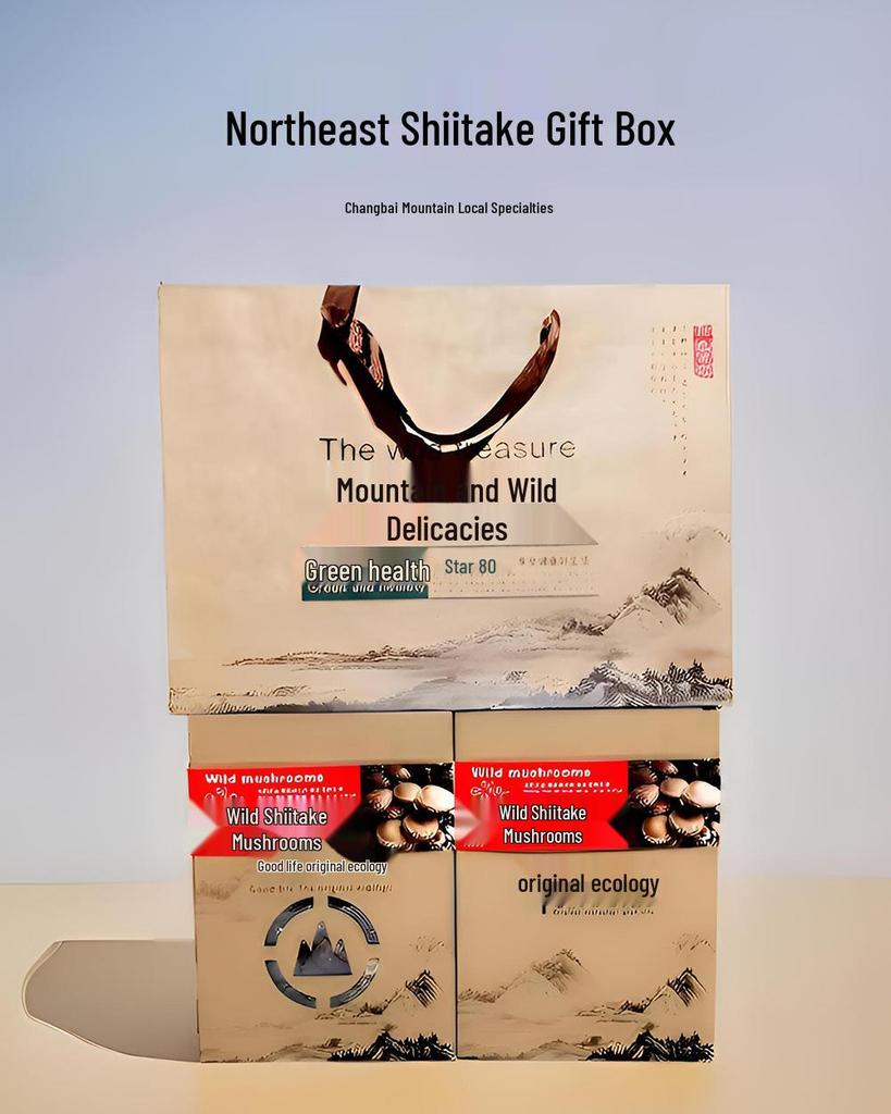 Genuine Northeast Dried Shiitake Mushroom Gift Box 500g - Fresh Edible Mushrooms from Changbai Mountain Local Specialty